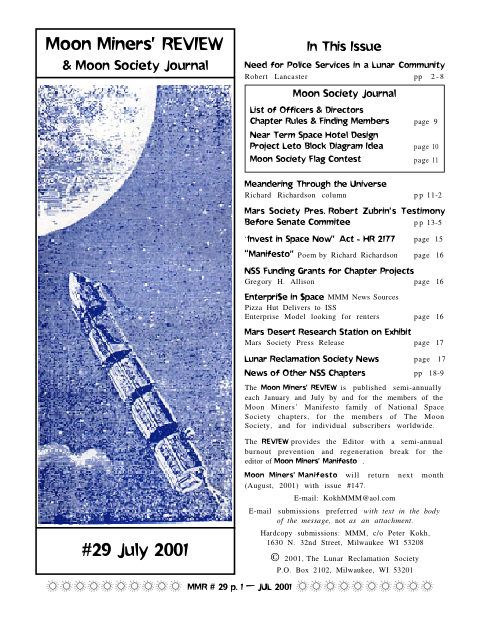 Cover of Moon Miners' Review #29