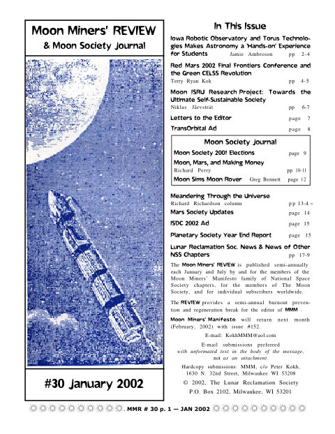 Cover of Moon Miners' Review #30