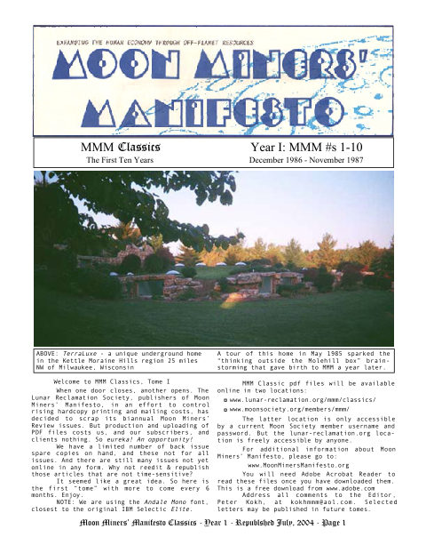 Cover of MMM Classics, Year 1