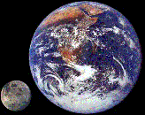 Comparative sizes of Earth and Moon